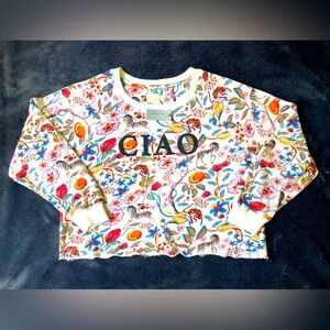 Anthropologie Maeve NWT Ciao Floral Zebra Cropped Sweatshirt